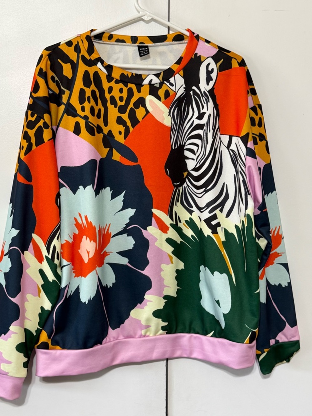 Vibrant Zebra Floral Sweatshirt — Multicolor
